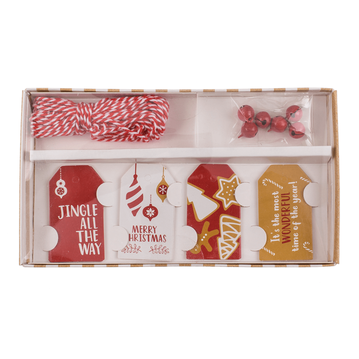 Out of the blue KG - Geschenkanhänger, naturrot, inklusive 6 Glöckchen