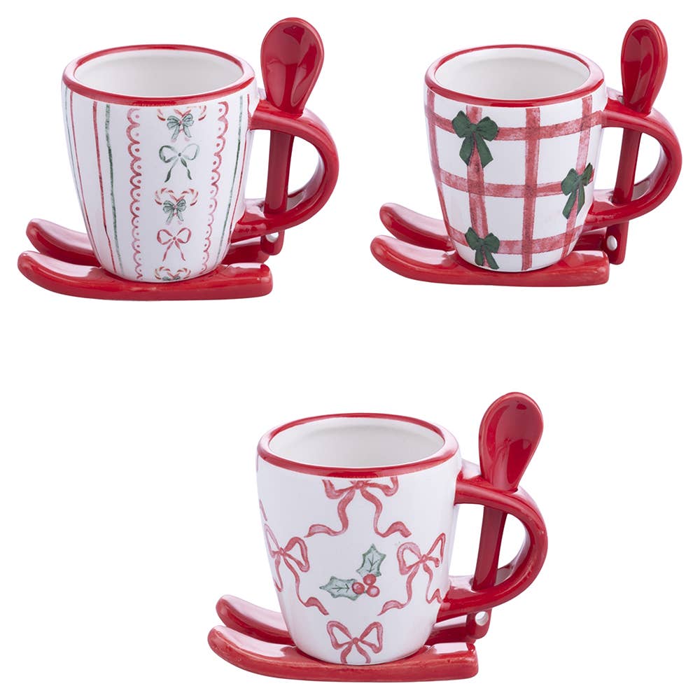 VdE Tivoli 1996 - XMAS FLOCKEN KAFFEETASSE SCHLITTEN/LÖFFEL 3 ASS