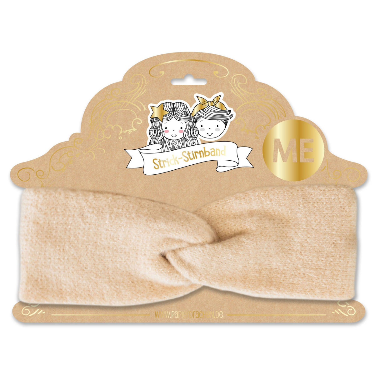 Papierdrachen - Papierdrachen Haarband aus Strick für Frauen - beige