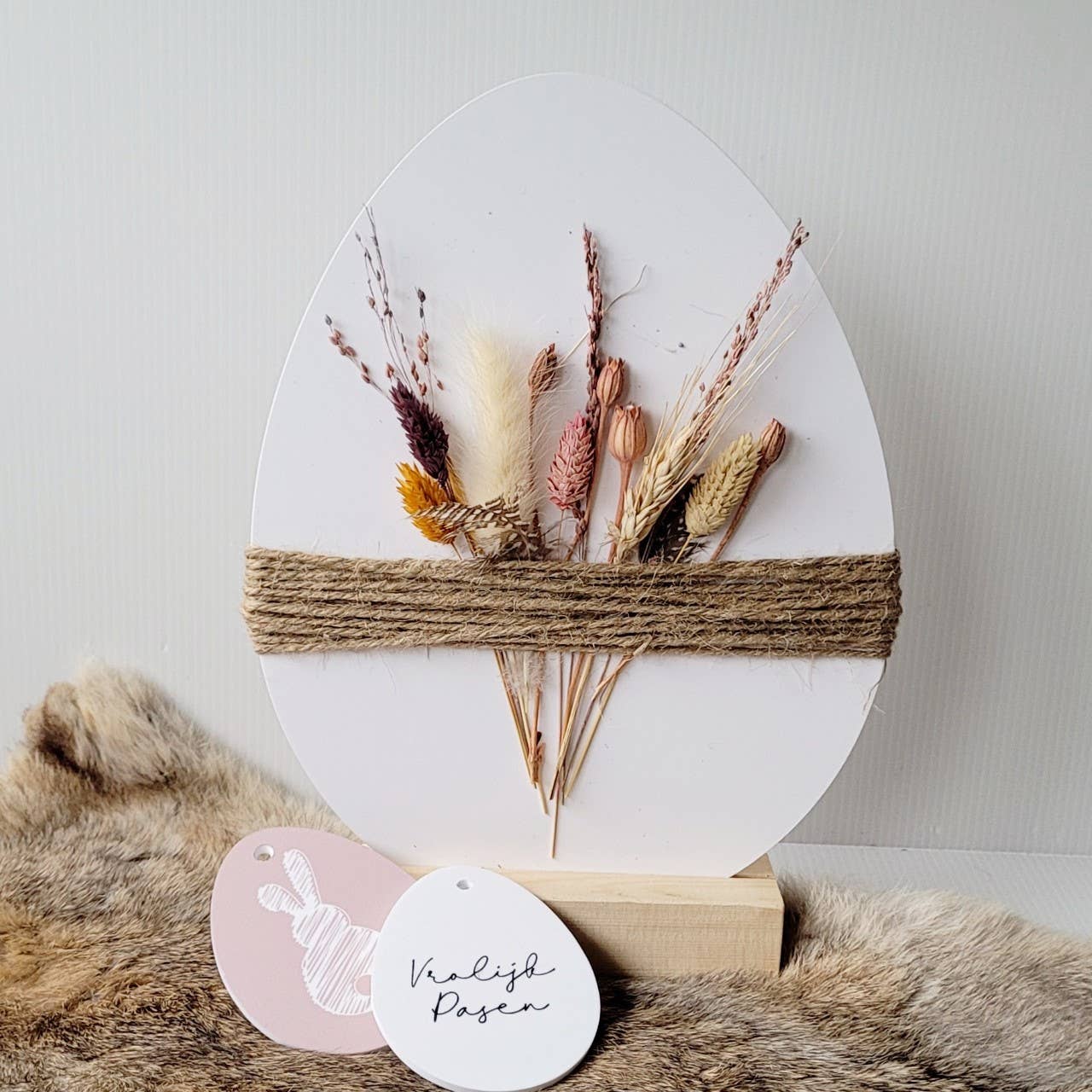 Labelgeluk - Osterei mit Trockenblumen | verschiedene Farben: Beige