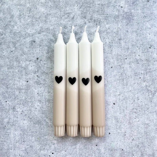 Wolkenreich - Eulenschnitt x Wolkenreich | Dip Dye Kerzen beige Herz 4 Stk