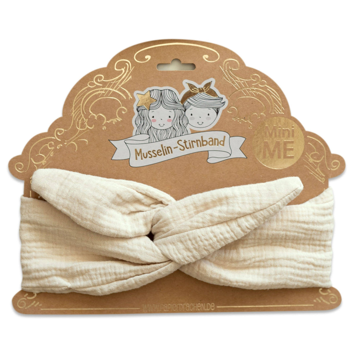 Papierdrachen - Papierdrachen Haarband aus Musselin für Kinder - beige