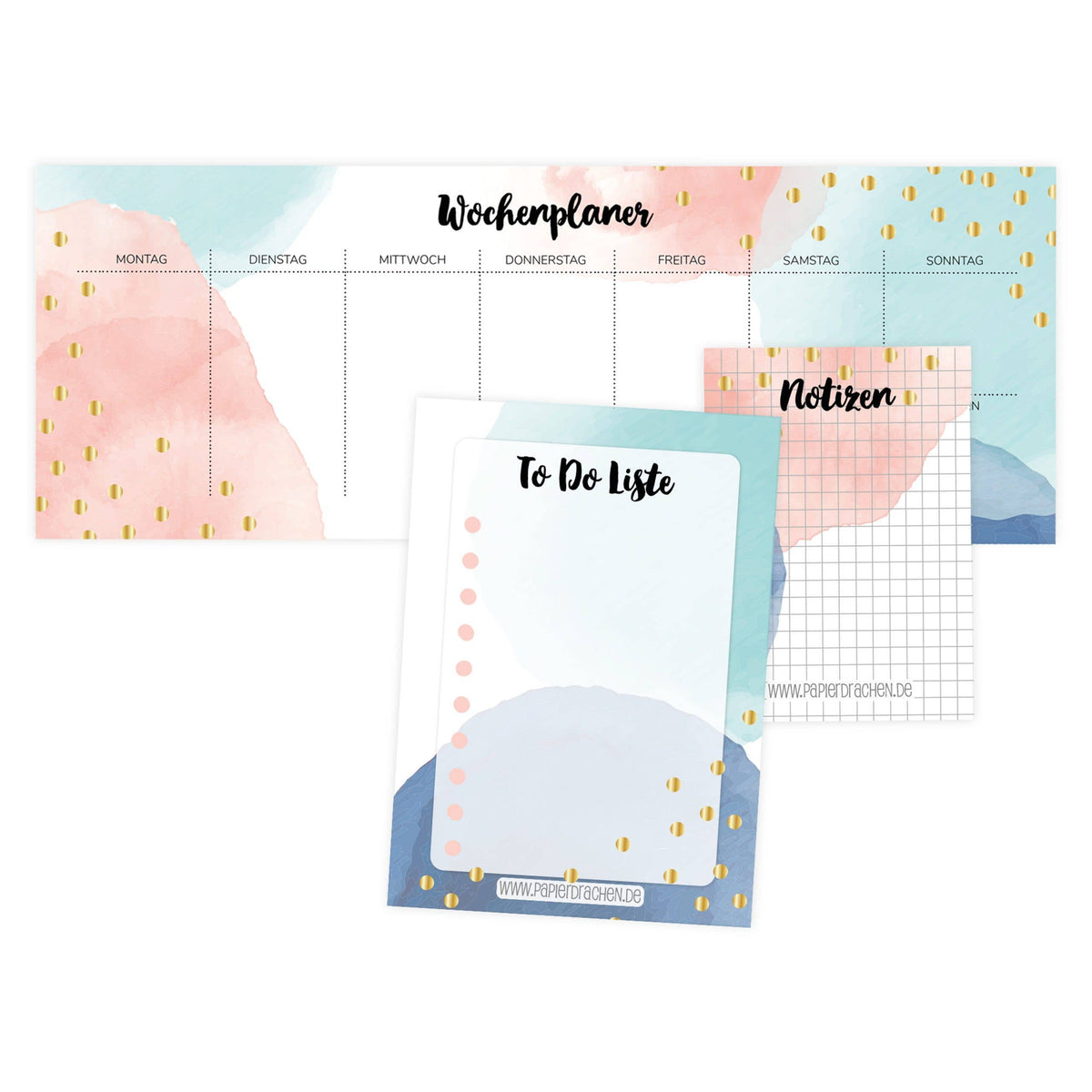Papierdrachen - Papierdrachen Wochenplaner Set - Watercolor
