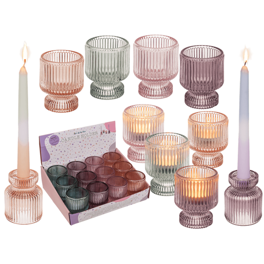 Out of the blue KG - Teelicht-/Kerzenhalter aus Glas, 2 in 1,