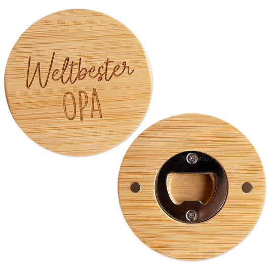 Papierdrachen - Flaschenöffner aus Holz mit Gravur Opa Set 02