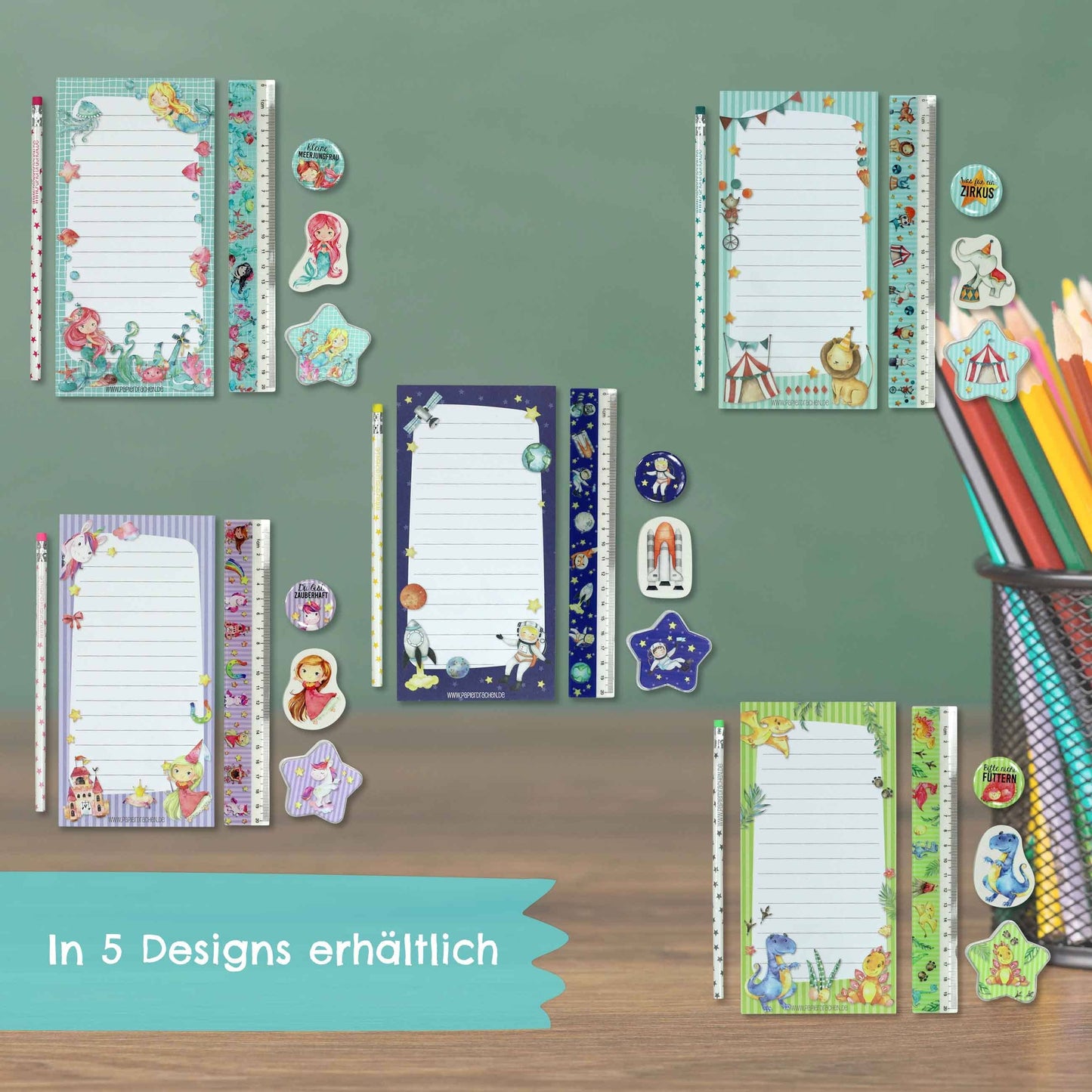 Papierdrachen - Schreibset Schule Astronaut Set 5