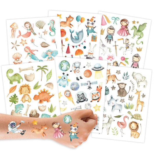 Papierdrachen - Kindergeburtstags-Tattoo Set 5 Bunter Mix
