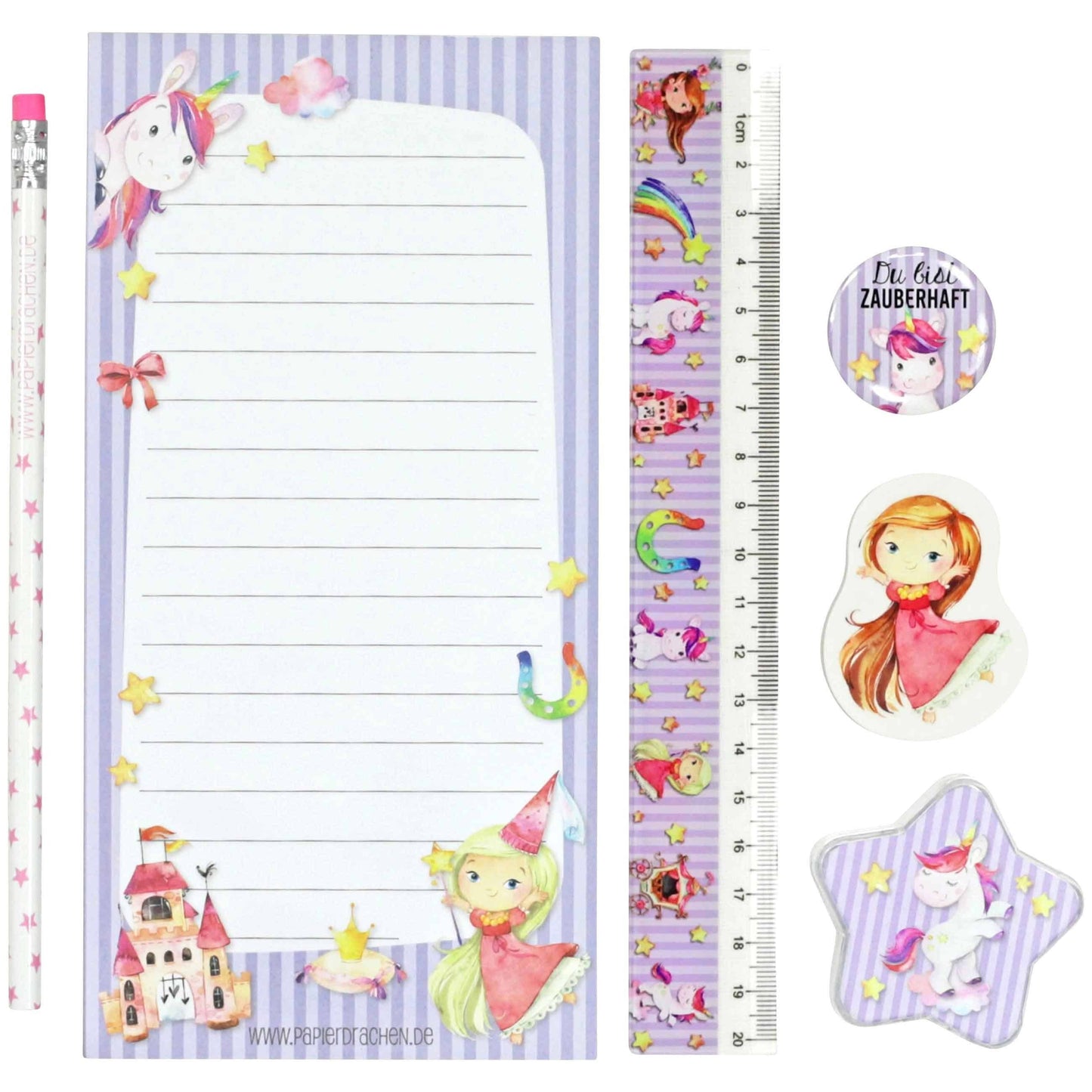 Papierdrachen - Schreibset Schule Einhorn Set 2