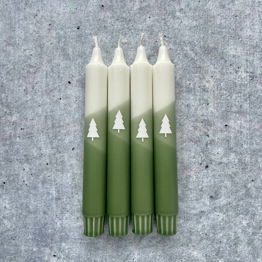 Wolkenreich - Dip Dye Kerzen | Weihnachten Tanne olive | 4er Set