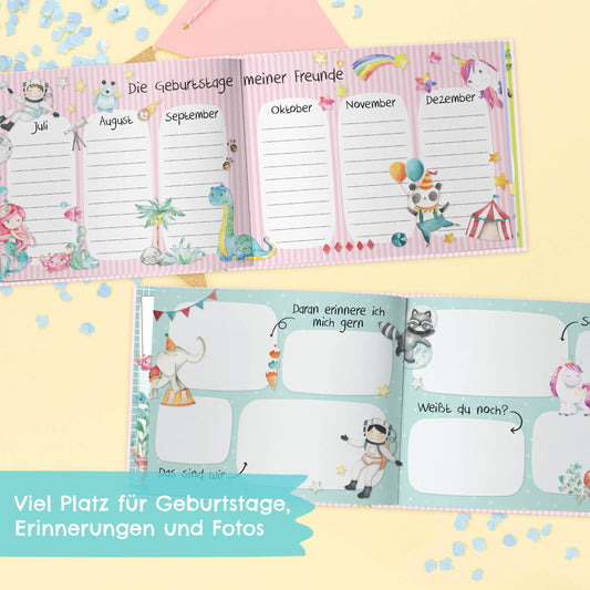 Papierdrachen - Freundebuch - - Design 3 - rosa Cover