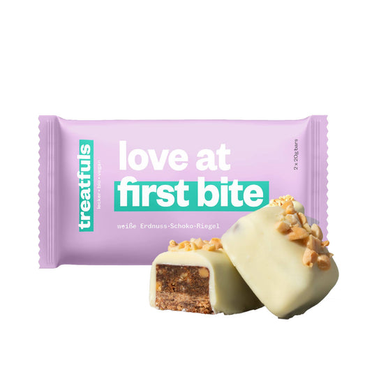 treatfuls - Weiße Schoko Erdnuss Riegel bio + vegan+ glutenfrei