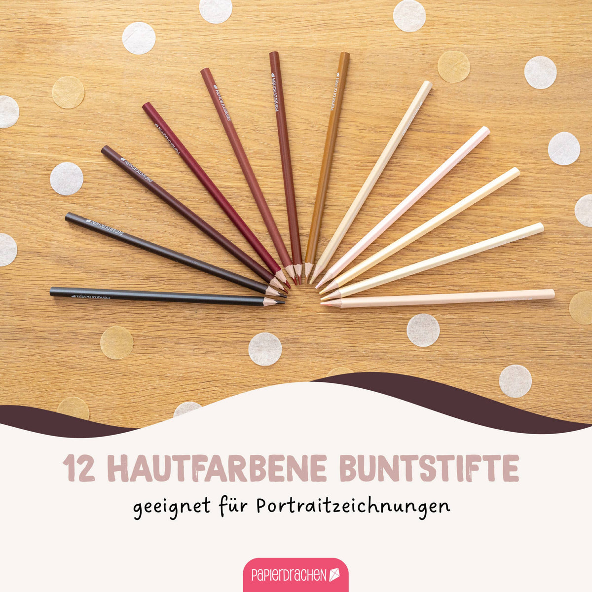 Papierdrachen - Papierdrachen 12 Buntstifte in Hautfarben