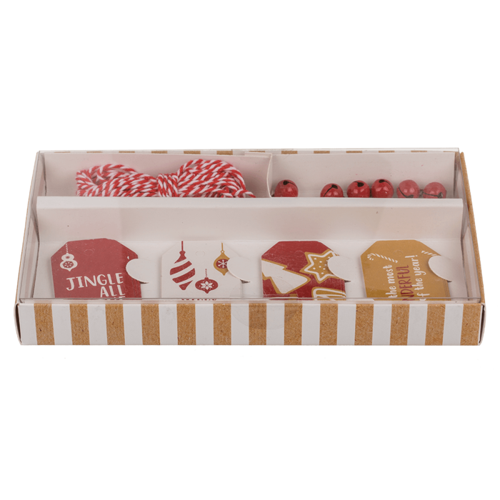 Out of the blue KG - Geschenkanhänger, naturrot, inklusive 6 Glöckchen