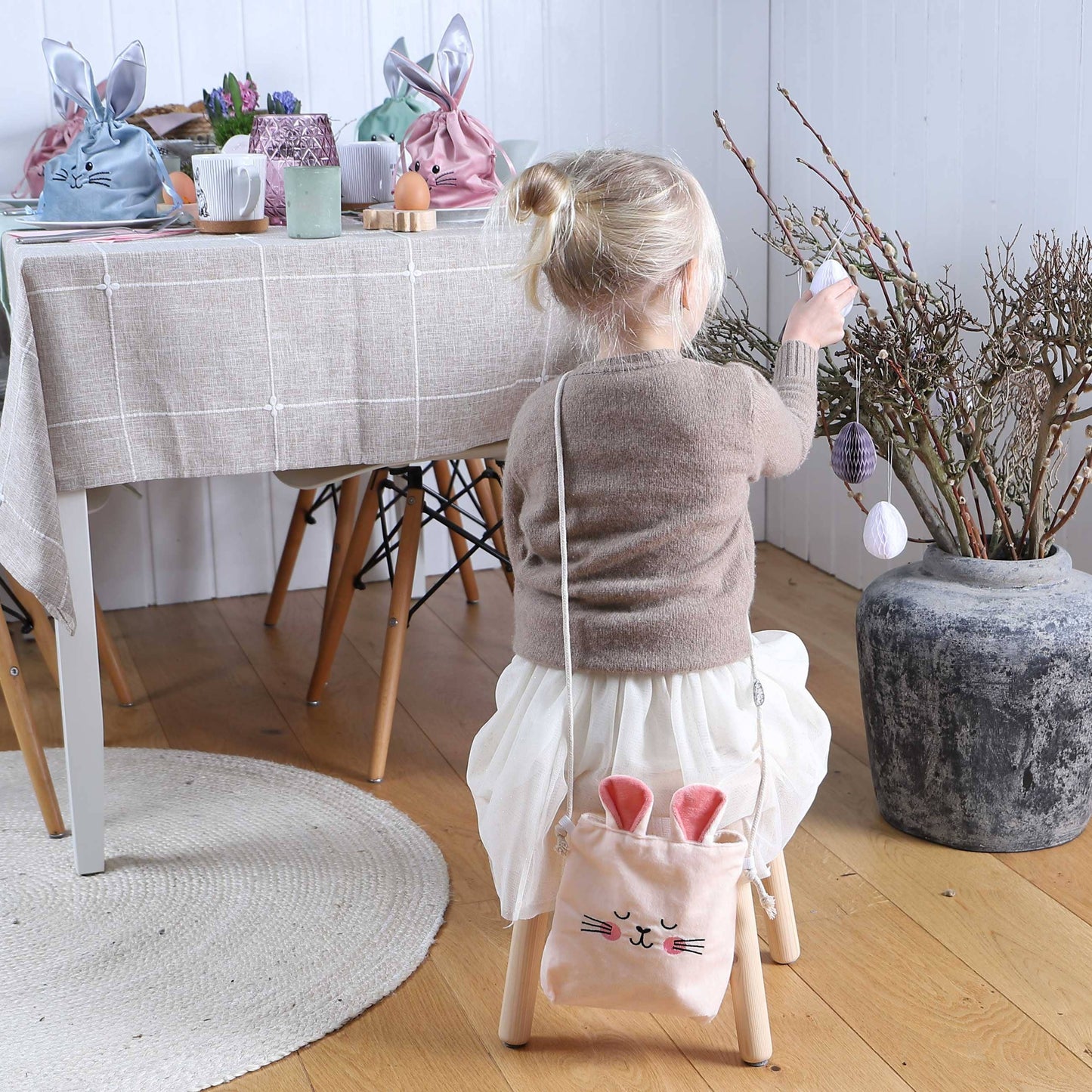 Papierdrachen - Ostern Handtasche Hase - Set 1 - rosa