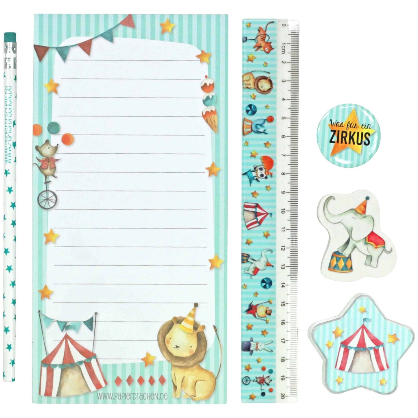 Papierdrachen - Schreibset Schule Zirkus Set 3